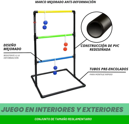 Miniatura 6 de GoSports Juego de lanzamiento de escalera para interiores y exteriores con 6 bolas de goma suave y funda de transporte de viaje, elige Pro o Classic