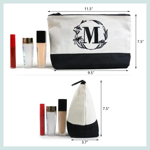 Miniatura 9 de BeeGreen Bolsas de lona con inicial, regalo de cumpleaños personalizado para mujeres, amigas, madre, mamá, bolsas de monograma bordadas con asa