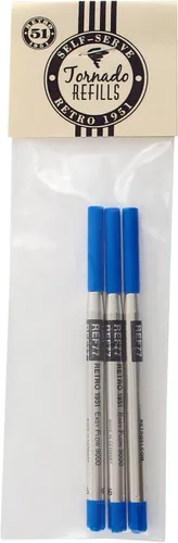 Miniatura 2 de Retro 1951 Easy Flow 9000 - Recambio de tinta para bolígrafo, azul vibrante, paquete de 3 – Artesanía alemana superior para una experiencia