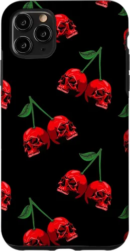 Miniatura 13 de Cute Cherry Skull Pattern Red Scary Skulls Black Background Case for iPhone 17