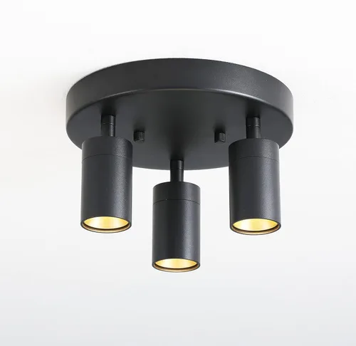 Miniatura 7 de Shura - Lámpara de techo LED redonda integrada de 3 luces negras con cabezales giratorios, luz de techo ajustable de montaje empotrado, 3000 K, 1365