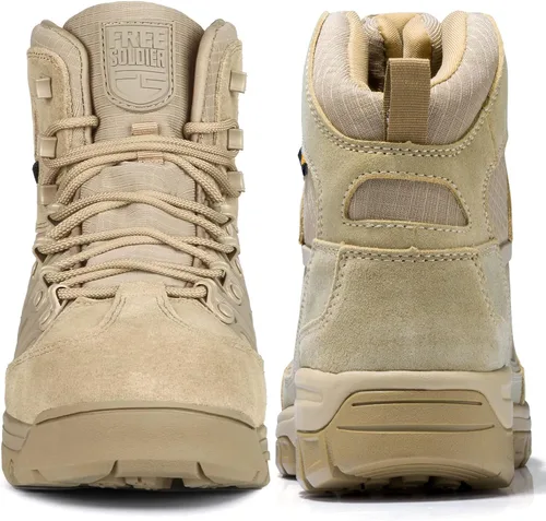 Miniatura 6 de FREE SOLDIER Botas de senderismo tácticas impermeables ligeras para hombre, botas militares de combate, botas de trabajo