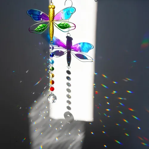 Miniatura 9 de Juego de 2 atrapasoles de mariposa de metal para ventanas – Decoración de pared de valla al aire libre de 14 pulgadas, prismas arcoíris