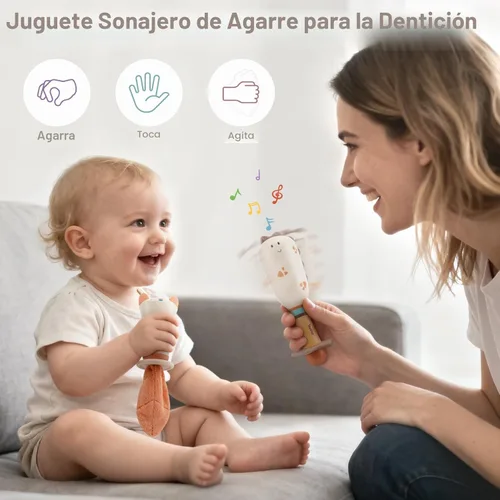 Miniatura 4 de Sonajeros para bebés, juguetes de dentición de 3 a 6 meses, juguetes para bebés de 0 a 6 meses, juguetes sensoriales para bebés recién nacidos