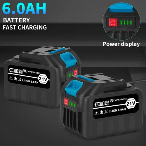 Miniatura 5 de Sierra de vaivén Canbrake sin cable con mango giratorio, 2 baterías de 6.0Ah, 12 piezas de cuchillas, carrera de 28mm, ángulo de corte de 180°