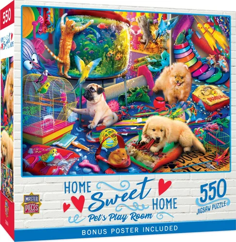 MasterPieces Rompecabezas de 550 piezas para adultos, familia o jóvenes, sala de juegos de mascotas, 18 x 24 pulgadas