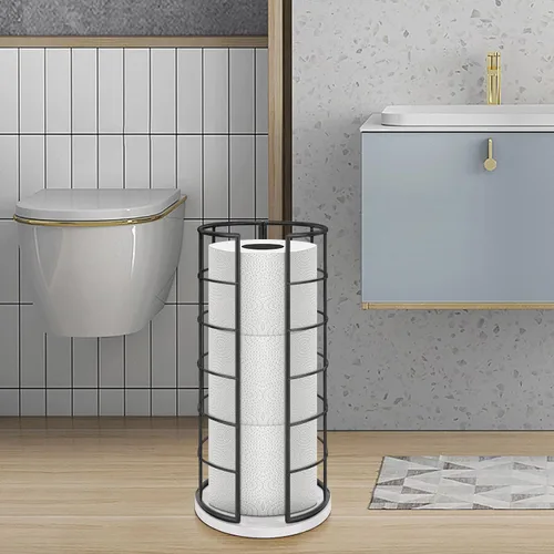 Miniatura 8 de NearMoon soporte organizador de papel higiénico, soporte independiente para 3 rollos de tisú, accesorio de baño de metal, soporte para rollos