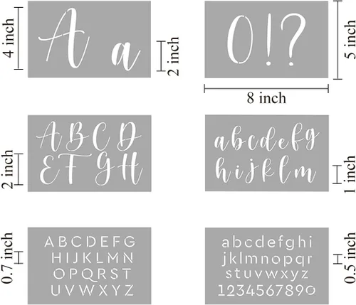 Miniatura 6 de Plantillas de letras para pintar sobre madera, paquete de 46 plantillas grandes del alfabeto con números y letreros, plantillas de letras y números