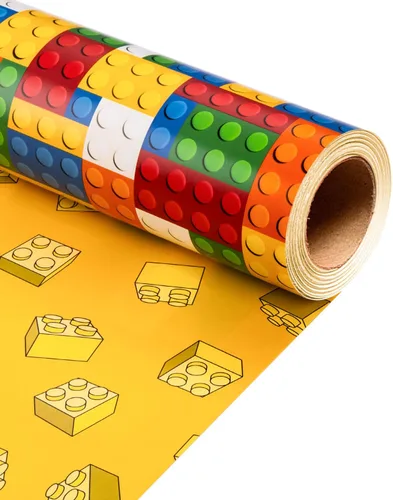 Miniatura 12 de MAYPLUSS Rollo de Papel de Regalo, Papel de Regalo con Bandera a Cuadros Azul y Blanco, Papel de Regalo Reversible para Patinadores y Carreras