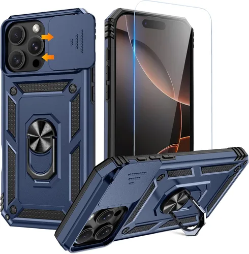 Miniatura 24 de Goton Funda para iPhone 14 Plus con Protector de Pantalla - Funda con Cubierta Deslizante para Cámara con Soporte de Anillo, Resistente de Grado
