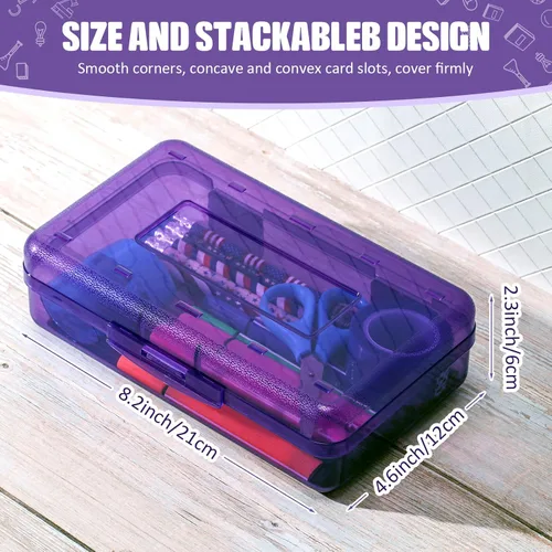 Miniatura 2 de Fainne Paquete de 24 Cajas de Lápices para la Escuela de Plástico Transparente Caja Grande de Crayones de Plástico a Granel Apilable Organizador
