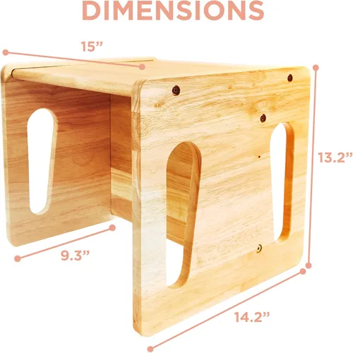 Miniatura 5 de Montessori Mesa y silla de destete (15 pulgadas), silla de madera maciza para niños pequeños, silla cúbica para niños pequeños, madera dura, muebles