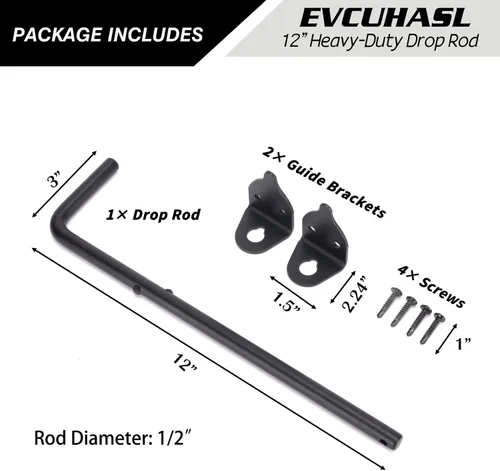Miniatura 2 de 12" Tornillo de Bastón Pesado de Caída para Puerta, Pestillo de Suelo para Puerta para Cercas de Madera Puertas de Metal, Tope de Puerta de Metal 1