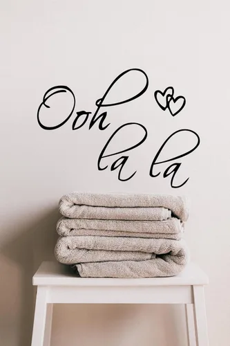 Miniatura 3 de Picniva Calcomanía de pared negra de 22 x 14 pulgadas Ooh La La Paris France - Adhesivo de vinilo con frase de amor francés con corazones para sala