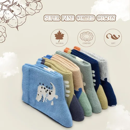 Miniatura 35 de Aisyee Calcetines de algodón para niños, calcetines sin costuras para niños, calcetines coloridos de cuarto de punto, paquete de 6