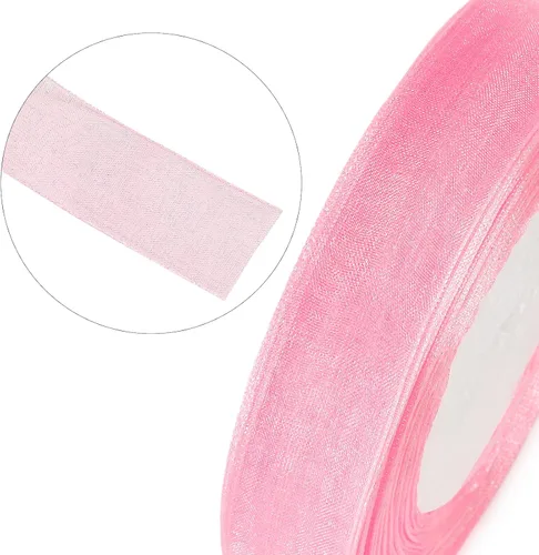 Miniatura 4 de Joycraft - Cinta de organza transparente rosa de 3/4 pulgadas, cinta de gasa de 50 yardas, cinta de tul para ramo de flores, cintas de envoltura
