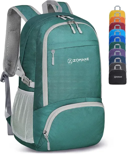 Miniatura 20 de ZOMAKE Mochila plegable ligera 30L, mochilas plegables para senderismo, mochila plegable compacta resistente al agua para viajes Naranja