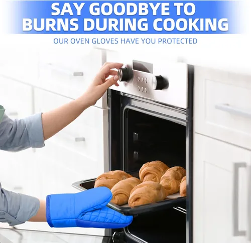 Miniatura 6 de Mini guantes para horno, guantes para horno de cocina, guantes de cocina de 500 grados resistentes al calor, superficie de silicona antideslizante