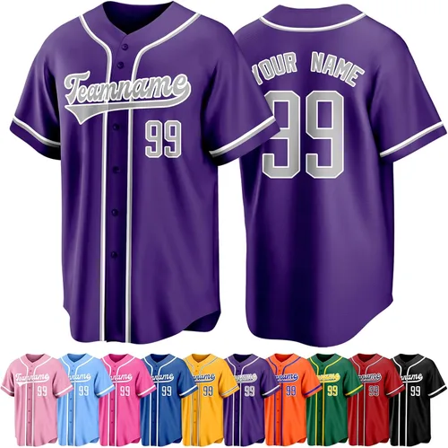 Miniatura 34 de Custom Baseball Jersey Personalized Short Sleeve Team Sport Uniform Baseball Shirt for Men Women Youth Boy