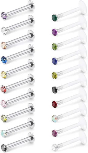 Miniatura 5 de SCERRING Anillos de labios de 16G, 0.236 pulgadas, 0.394 pulgadas, 0.394 pulgadas, 0.394 pulgadas, acrílico y acero inoxidable, labret Monroe