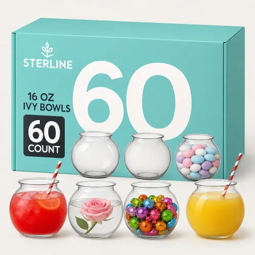 Miniatura 9 de Tazones de pescado para bebidas, paquete de 6, 16 onzas, pequeños cuencos de hiedra de plástico sin BPA para manualidades, mini cuencos de pescado