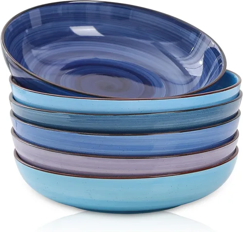 Miniatura 15 de Selamica Tazones de cerámica para pasta de 7.8 pulgadas, cuencos grandes de porcelana de 26 onzas, aptos para lavavajillas y microondas, juego de 6