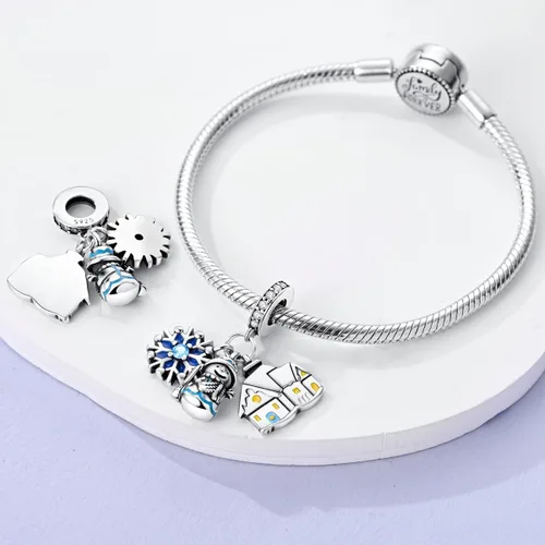 Miniatura 77 de MULA - Dijes de plata de ley 925 para pulseras y collares, colgantes de letras para la familia, cuentas de viaje en avión, dijes de árbol