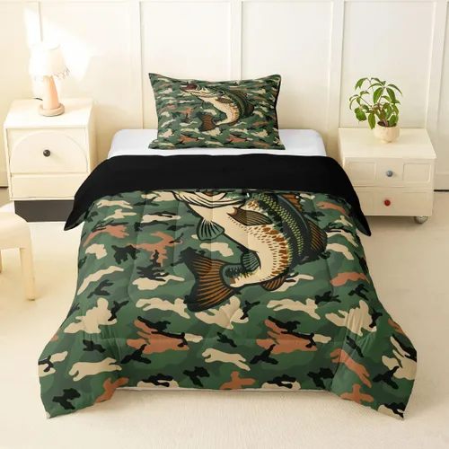 Miniatura 37 de Erosebridal Juego de edredón de tiburón, tamaño individual, juego de ropa de cama de vida oceánica para niños y niñas, color verde azulado