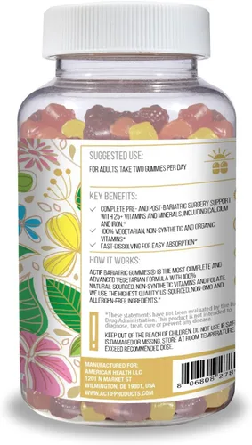 Miniatura 2 de ACTIF Gomitas bariátricas orgánicas con más de 25 vitaminas y minerales orgánicos para cirugía bariátrica, fórmula avanzada, sin OMG, 90