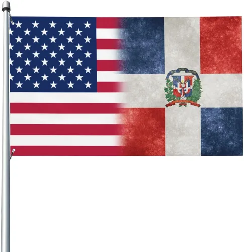 Bandera de Estados Unidos y República Dominicana, banderas de jardín, banderas de casa, bandera de desfile, bandera para exteriores, 3 x 5 pies