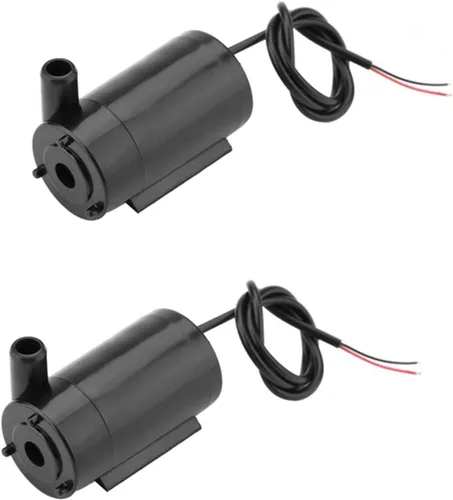 Mini bomba de agua micro sumergible CC de 3 a 5 V para acuarios, pecera, estanque, fuente hidropónica, jardín (2 unidades, negro)