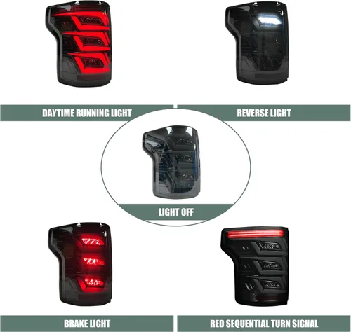 Miniatura 2 de letsdate Luces traseras ahumadas compatibles con camioneta F150 de 13ª generación 2015-2019 halógenas de fábrica solo con animación con luces