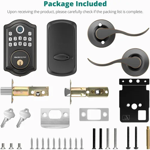 Miniatura 9 de AkaGear DS10 Pro - Cerradura de puerta de entrada sin llave con asa, 2 manijas de palanca, control de aplicación Bluetooth, cerraduras de puerta