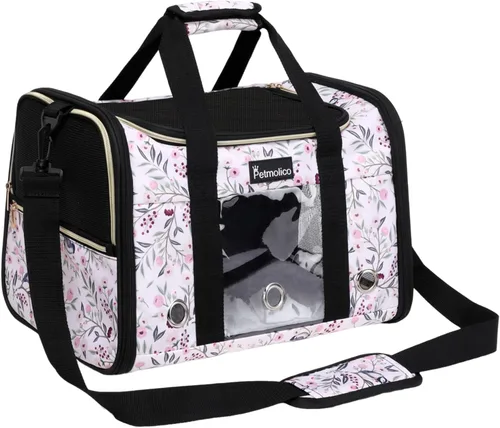 Miniatura 8 de Transportador Petmolico para gatos de lados blandos, bolsa para mascotas pequeñas y medianas, para gatitos 16LBs - Transportador de viaje para Rosa