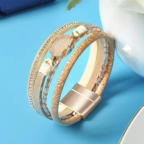 Miniatura 5 de LightOnIt Pulseras para mujeres, adolescentes y niñas, joyería bohemia, brazalete de cuero, pulsera de bisel, regalos de Navidad