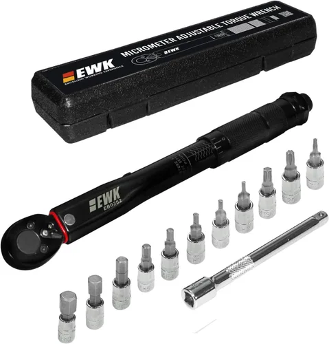 Miniatura 11 de EWK Llave dinamométrica de clic de 1/4 de pulgada 10-150 in lb 1.13-16.95 Nm, cabezal reversible de doble escala para piezas de carbono