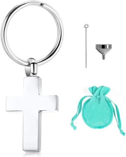 IN SELECT Medallón de cruz para cenizas, llavero conmemorativo para cenizas, collar de urna para cenizas, urna de joyería, colgante, recuerdo, acero