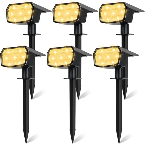 Miniatura 12 de Sucolite Paquete de 8 Luces Solares Tipo Foco para Exteriores Impermeables IP65, 3 Modos de Iluminación Focos Solares para Paisajismo 2-en-1