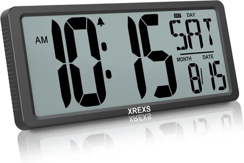 XREXS Reloj de pared digital grande, funciona con pilas despertadores para decoración del hogar, temporizador de cuenta arriba y abajo, pantalla LCD