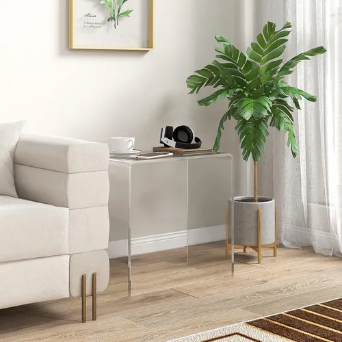 Miniatura 2 de HOMCOM Mesa de centro rectangular de 21 pulgadas de largo con forma de cascada de acrílico, 0.472 in de grosor, transparente