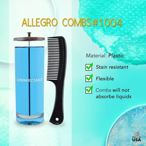 Miniatura 6 de Allegro Comb 1004 Peines desenredantes de dientes anchos para mujeres, estilistas, peine de pelo rizado para hombre, 2 piezas (negro)