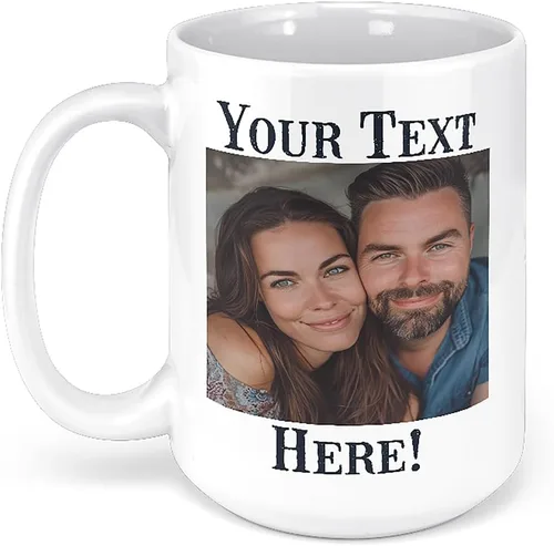 Miniatura 22 de Taza de café de cerámica negra personalizada de 11 onzas con texto, mensaje, tu texto aquí, nombre, DYE Taza para Cafe personalizadas, con foto