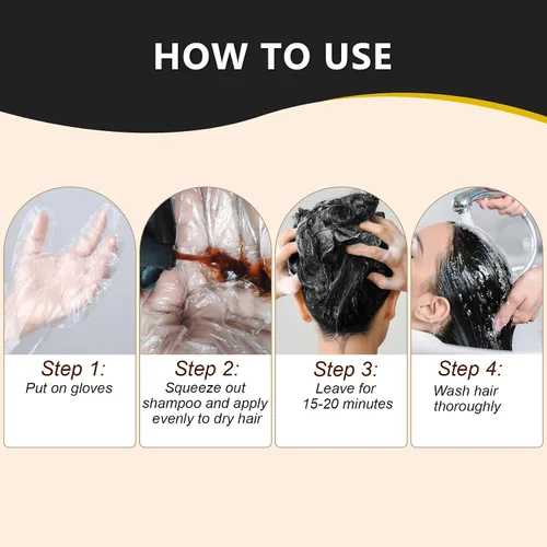 Miniatura 5 de Champú de tinte negro para cabello gris, champú semipermanente para mujeres y hombres, 3 en 1 (16.9 fl oz)