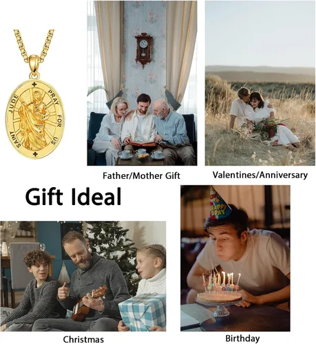 Miniatura 305 de Collar de plata de ley 925 con medalla de San Patrón, colgante de protección católica, amuleto, joyería religiosa para hombres y mujeres