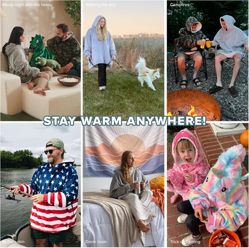 Miniatura 8 de Bare Home B-Cozy - Manta con capucha, para llevar puesta, suave, afelpada, de sherpa, cálida, acogedora, de gran tamaño, disponible en tamaños