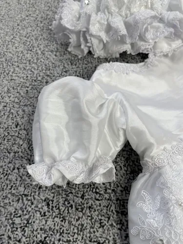 Miniatura 5 de FAIOKAVER Vestidos de bautismo de encaje, vestidos de bautizo para niñas con gorro