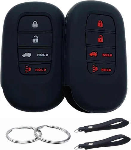 Miniatura 7 de REPROTECTING Funda de goma de silicona para llavero compatible con Honda Accord Civic CR-V Sport SI EX EX-L Touring 2022-2026 (negro/azul, 4 botones)