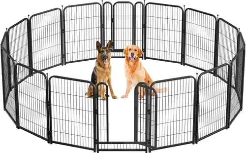 Miniatura 18 de Corralito de metal para perros, 40 pulgadas de altura, 32 paneles, valla grande para perros grandes, medianos y pequeños, para interiores