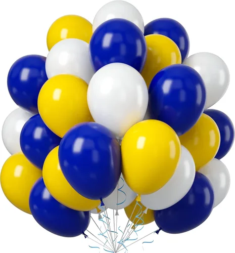 FEYG - Juego de arco de globos, 50 globos de color azul, amarillo y blanco. Globos de látex para cumpleaños, bodas, baby shower, compromiso, Azul