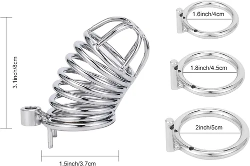 Miniatura 2 de Generic Candado de metal para pene - Dispositivo de castidad de acero inoxidable para hombres, se adapta a la mayoría de los tamaños, juguete sexual
